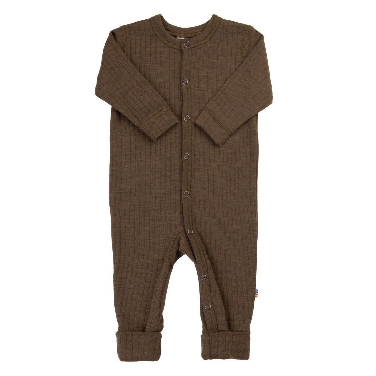 Joha Woll-Jumpsuit mit Umschlag und Füßlingen – Braun