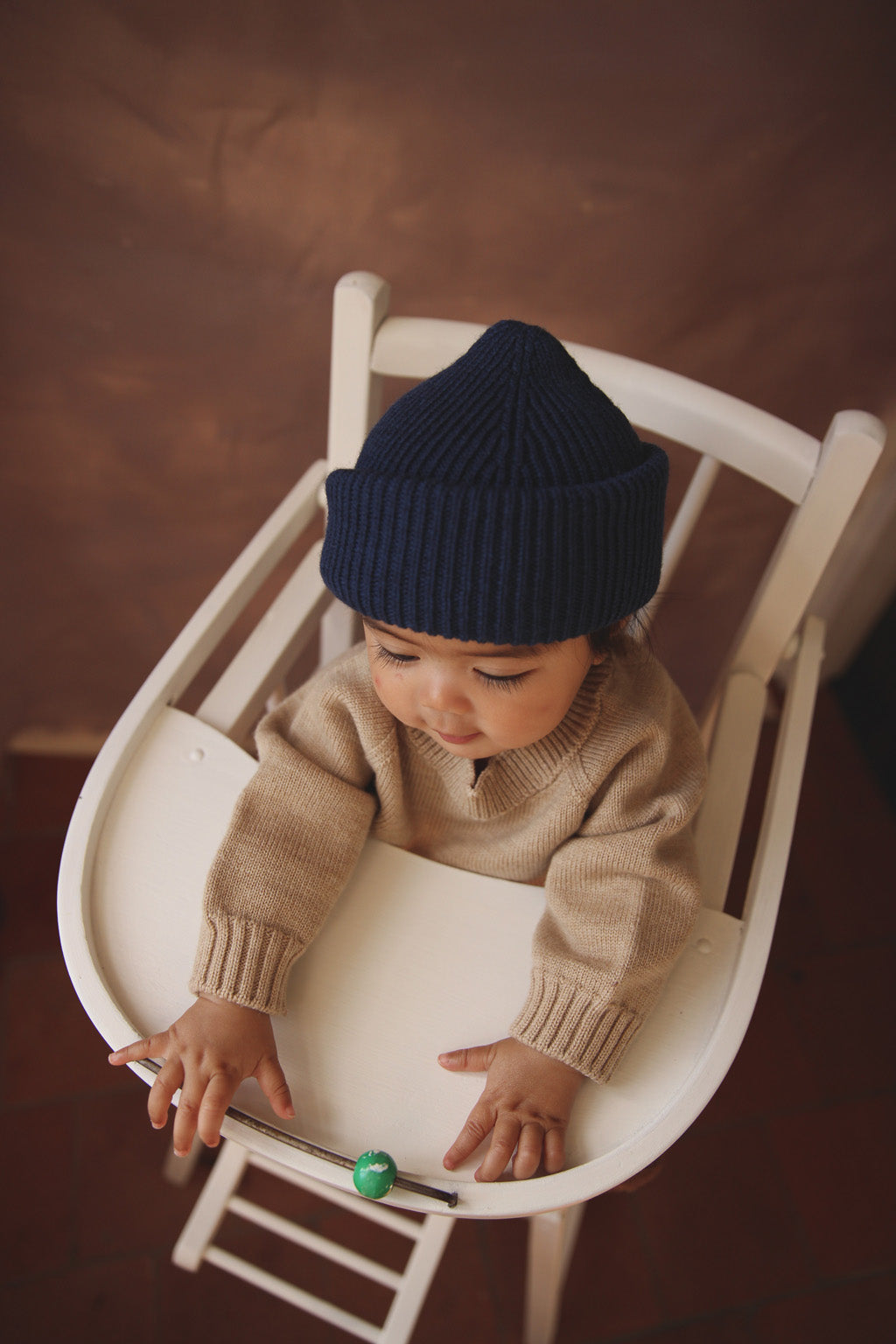 Hvid beanie Fonzie kids - Blue