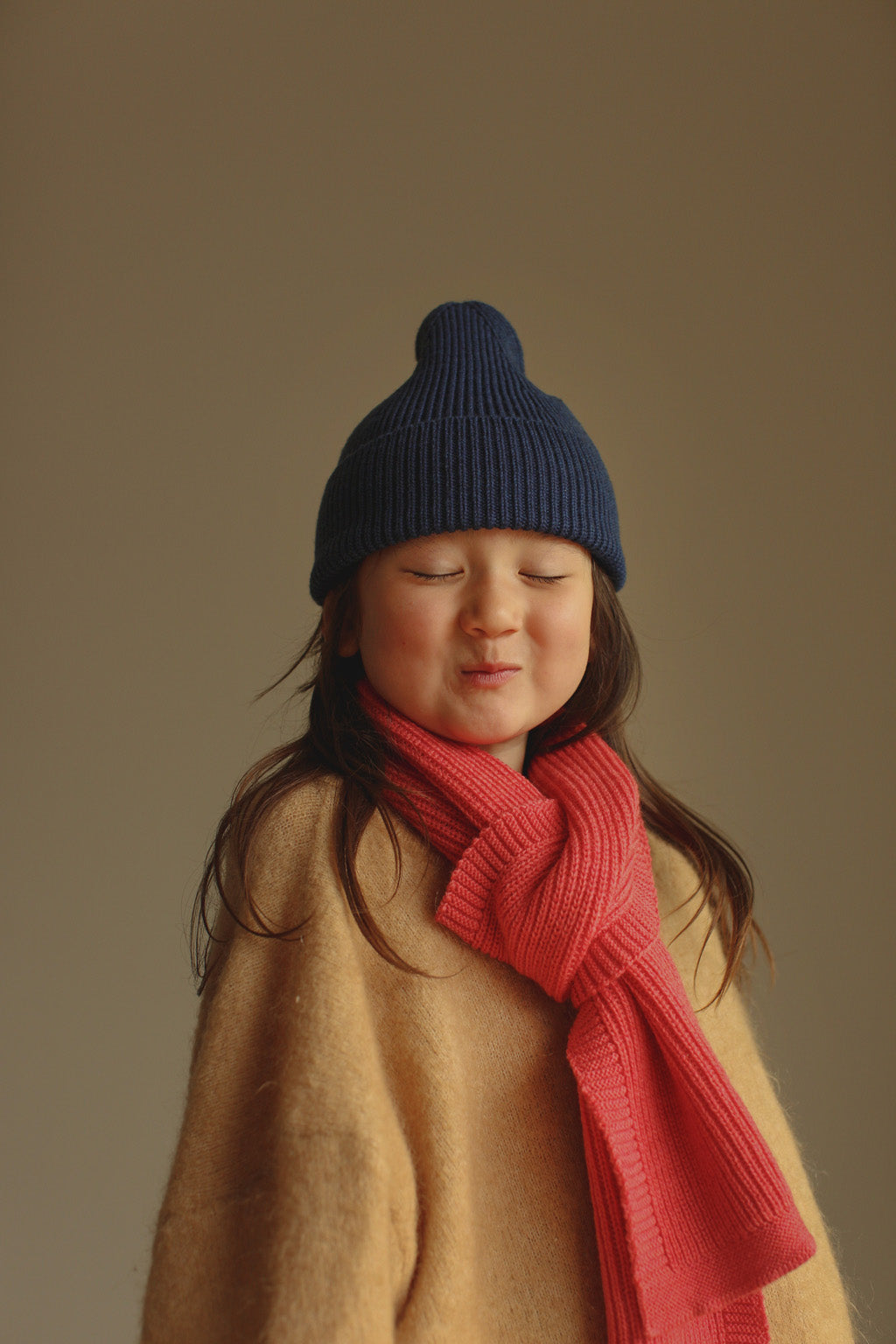 Hvid beanie Fonzie kids - Blue