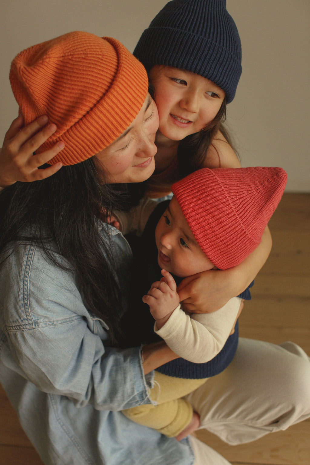 Hvid beanie Fonzie kids - Blue