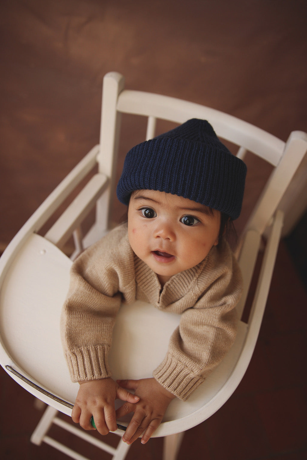 Hvid beanie Fonzie kids - Blue