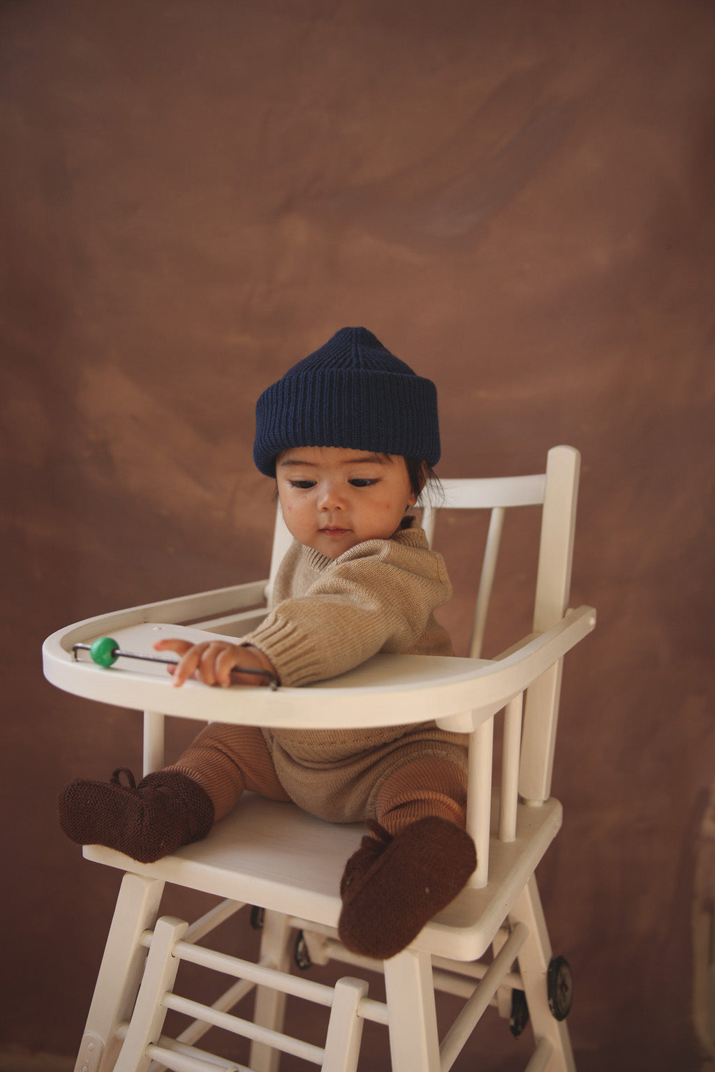 Hvid beanie Fonzie kids - Blue