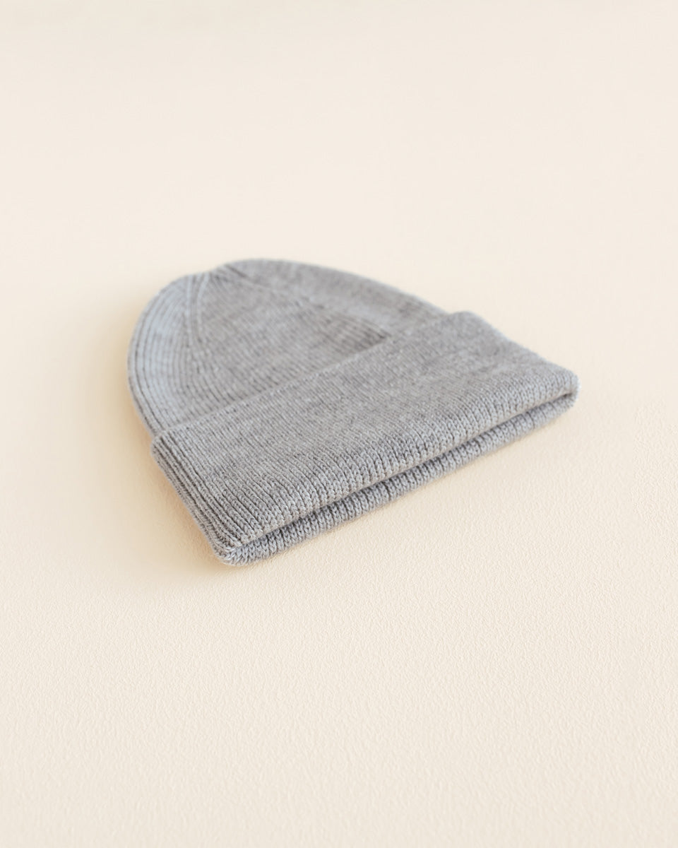Hvid beanie Fonzie newborn - Grey Melange