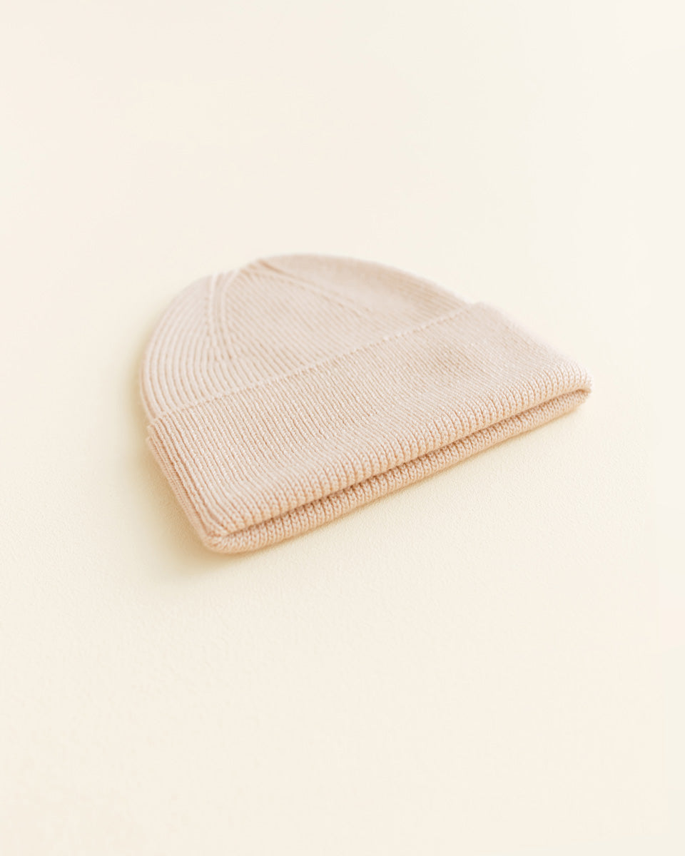 Hvid beanie Fonzie newborn - Oat