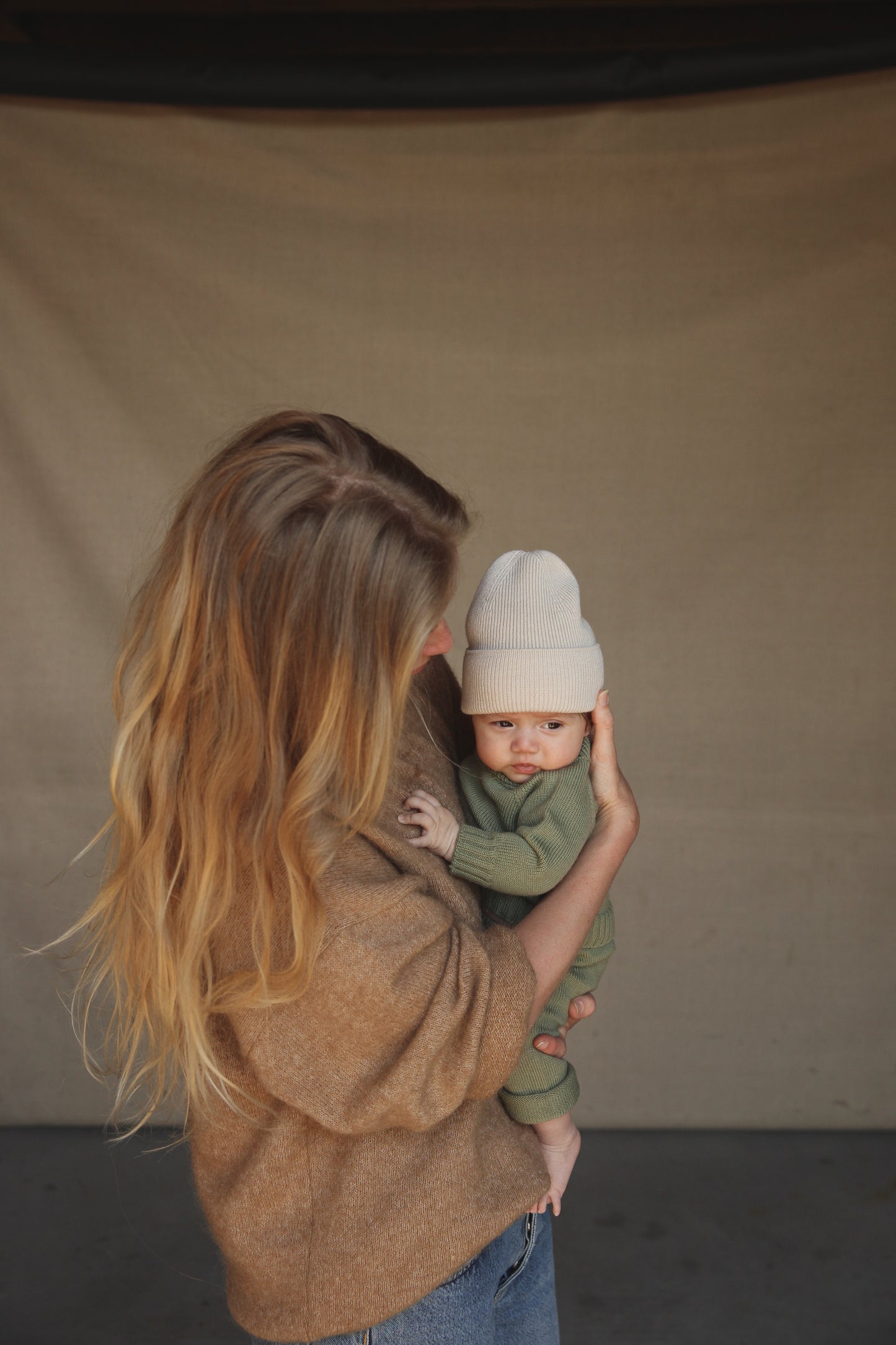 Hvid beanie Fonzie newborn - Cream