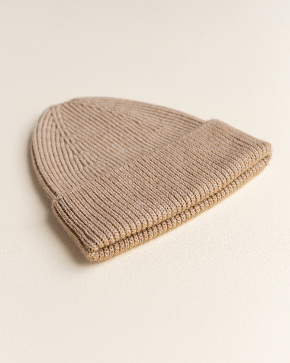 Hvid beanie Fonzie kids - Sand