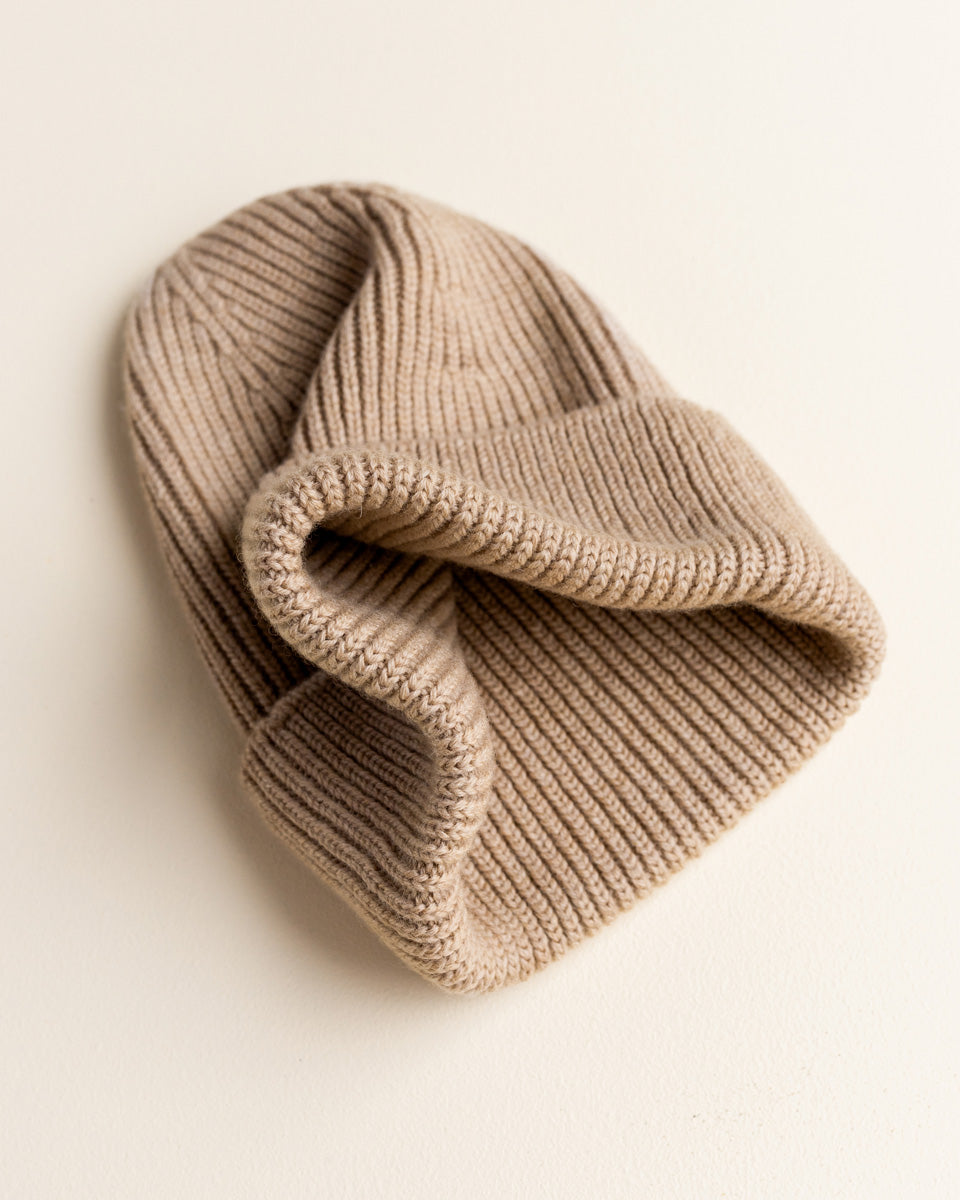 Hvid beanie Fonzie kids - Sand