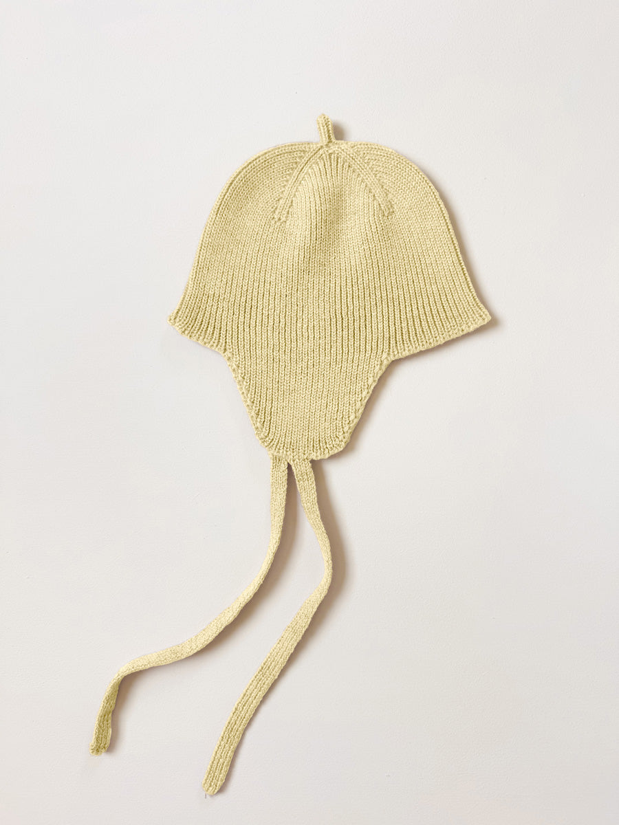 Hvid strikmutsje Kota - Light Yellow