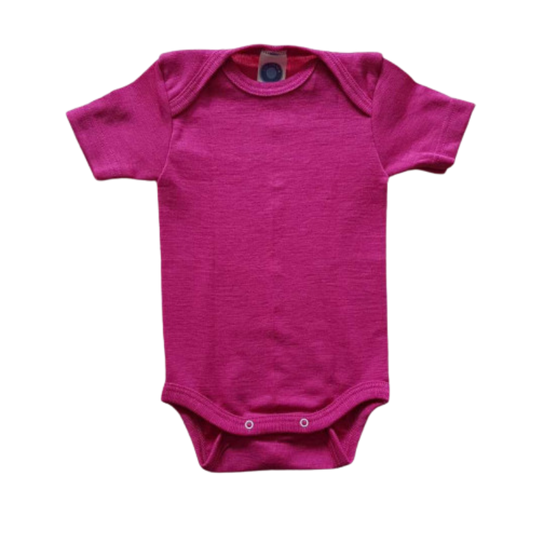 Cosilana wol/zijde romper korte mouw – Pep pink