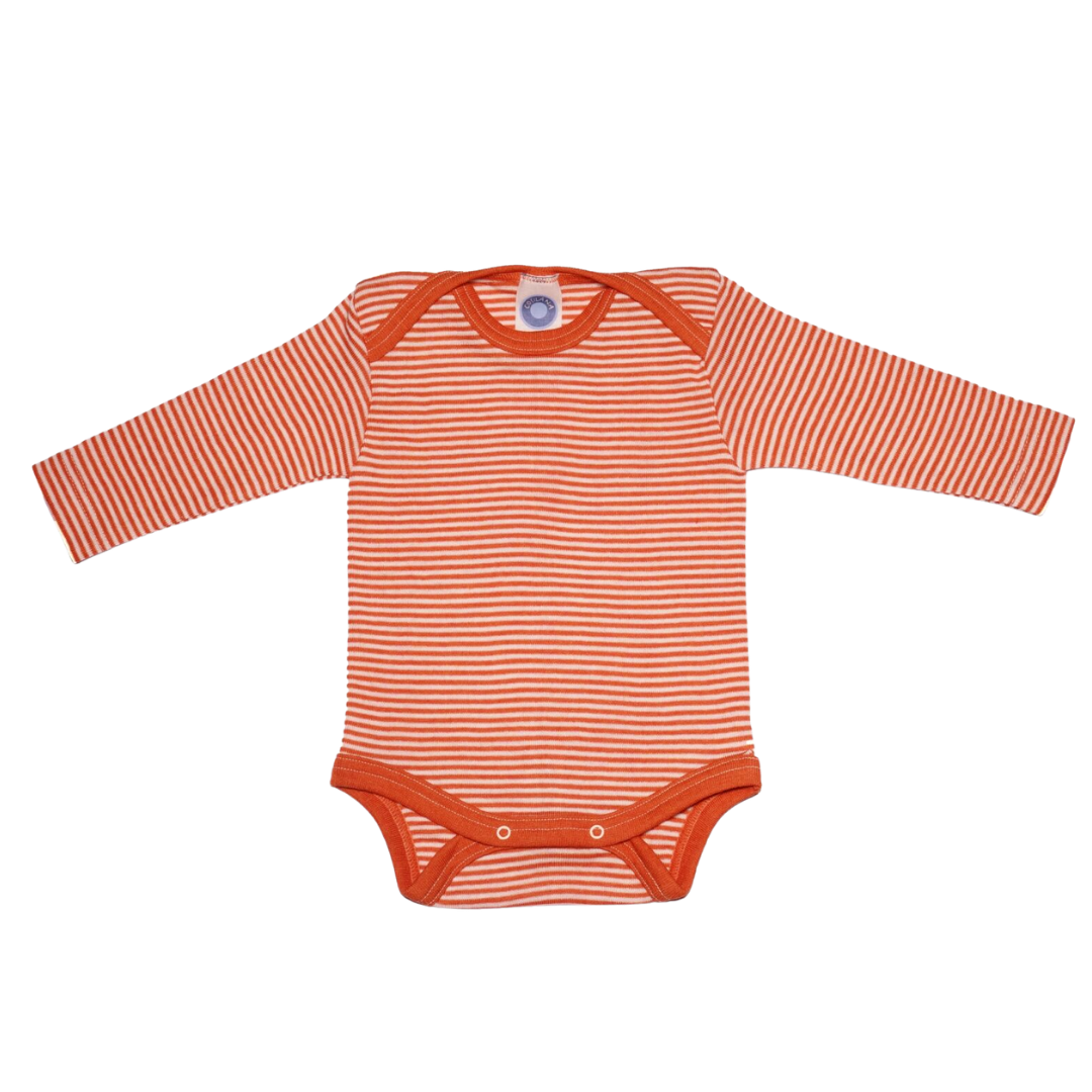 Cosilana wool/silk long-sleeved romper – Saffron / Natural