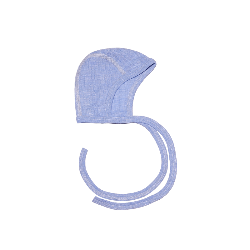 Cosilana wol/zijde/katoen strikmutsje - Blauw