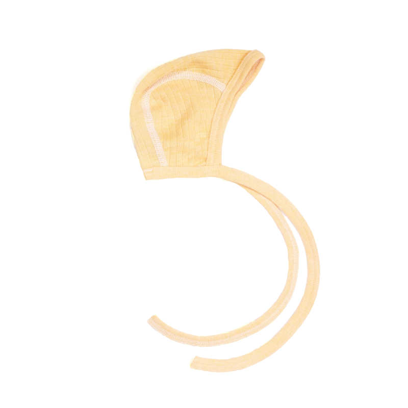 Cosilana wol/zijde/katoen strikmutsje - Geel