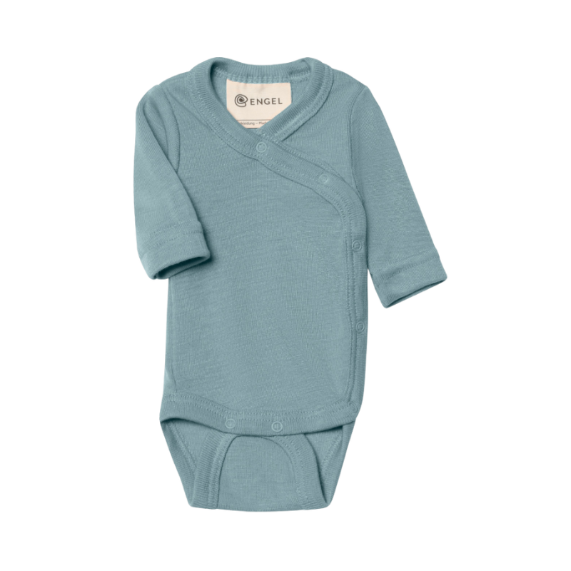 Engel Natur wol/zijde prematuur wikkelromper - Mountain Blue