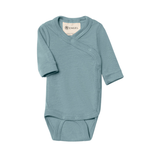 Engel Natur wol/zijde prematuur wikkelromper - Mountain Blue