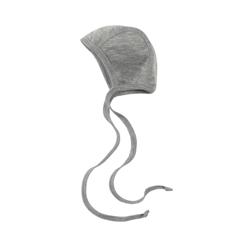 Engel Natur wol/zijde strikmutsje - Light Grey Melange