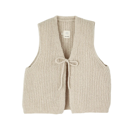 HALFEN alpaca dames gilet met strik - Beige