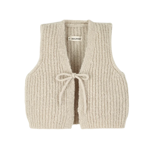 HALFEN alpaca kinder gilet met strikje - Beige