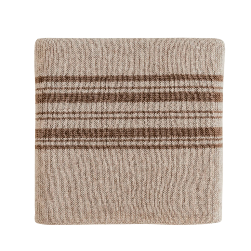Hvid blanket Gilbert - Sand / Walnut