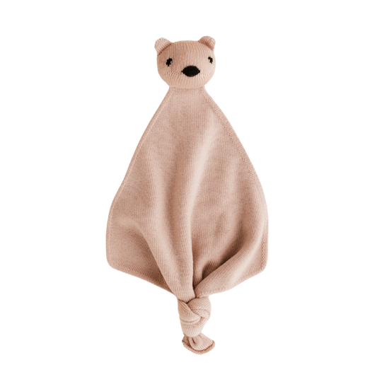 Hvid Teddy Tokki wollen knuffeldoekje in de kleur apricot - de Wevershoek