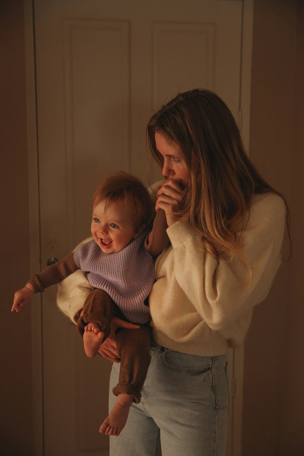 Hvid vest Harvey baby - Lilac