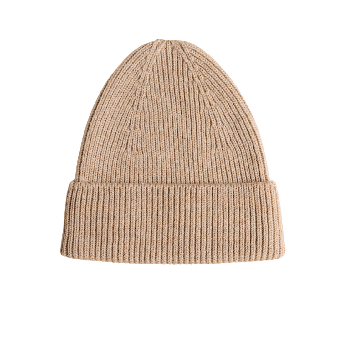 Hvid beanie Fonzie kids - Sand