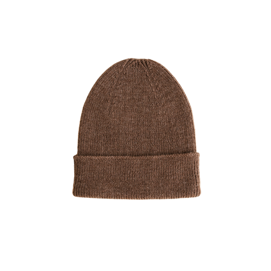 Hvid beanie Fonzie newborn - Mocha