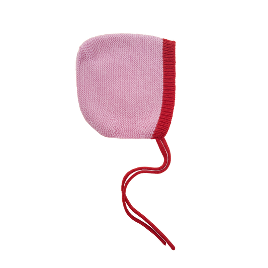 Hvid strikmutsje Dolly AW25/26 - Cotton candy / Red