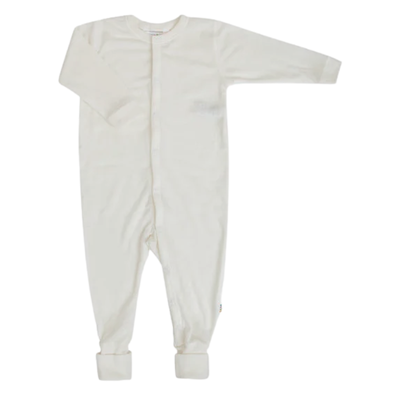 Joha wollen jumpsuit met omslag voetjes - Naturel
