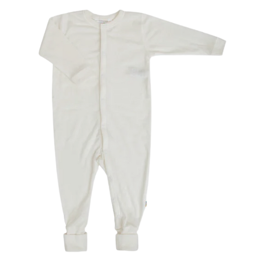 Joha wollen jumpsuit met omslag voetjes - Naturel