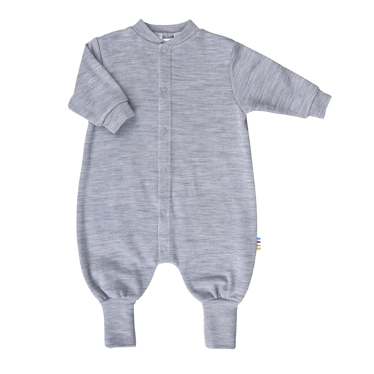 Joha wollen jumpsuit met omslag voetjes - Grijs