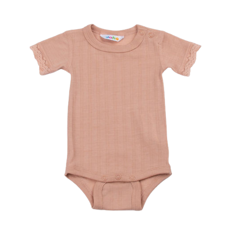 Joha wol/zijde romper korte mouw - Peach