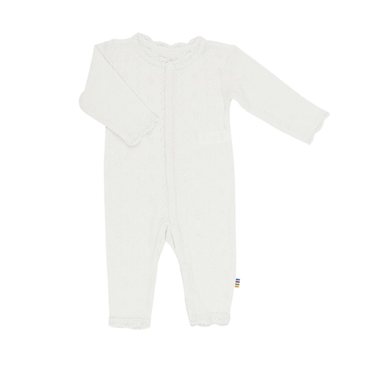 Joha wol/zijde jumpsuit pointelle - Off white