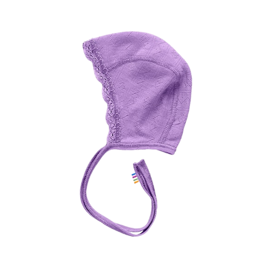 Joha wol/zijde strikmutsje pointelle  - Purple
