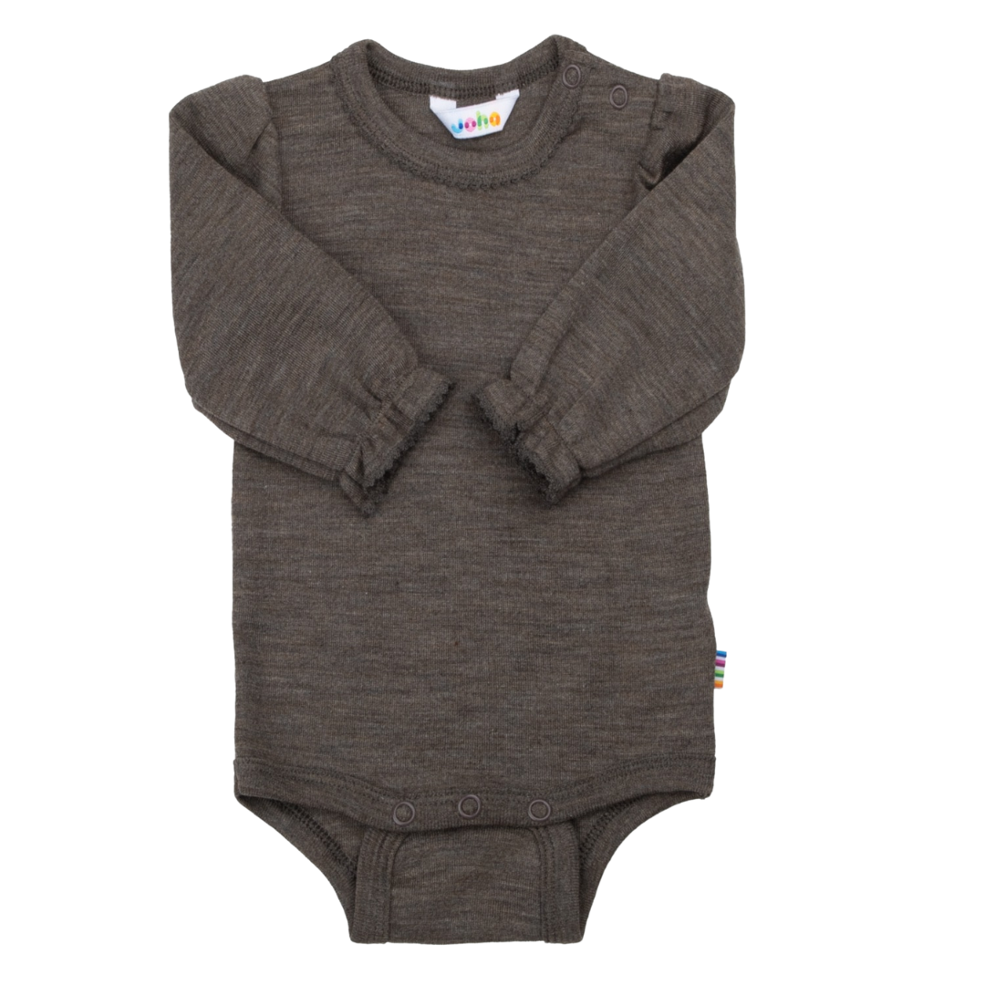 Joha wol/zijde romper ruches - Brown melange