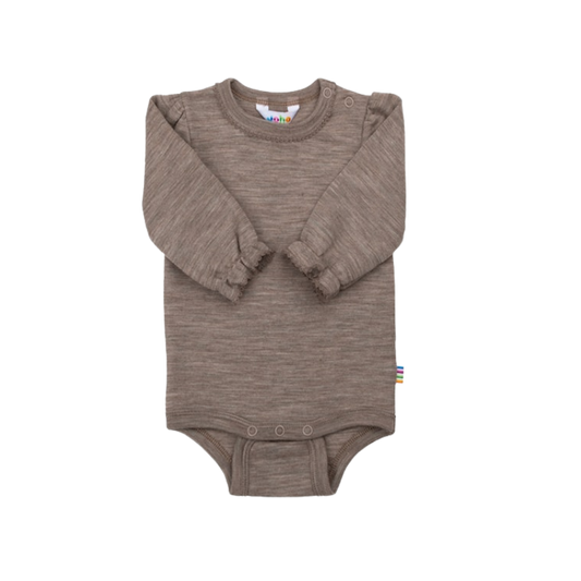 Joha wol/zijde romper ruches - Beige melange