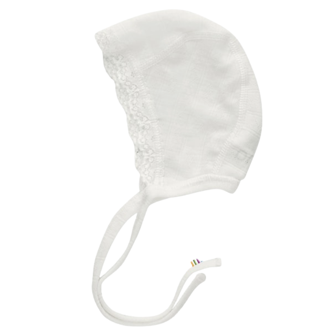 Joha wool/silk bow hat pointelle - Off White