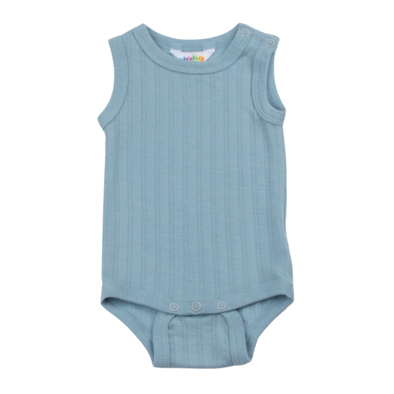 Joha wool/silk sleeveless romper - Dusty blue