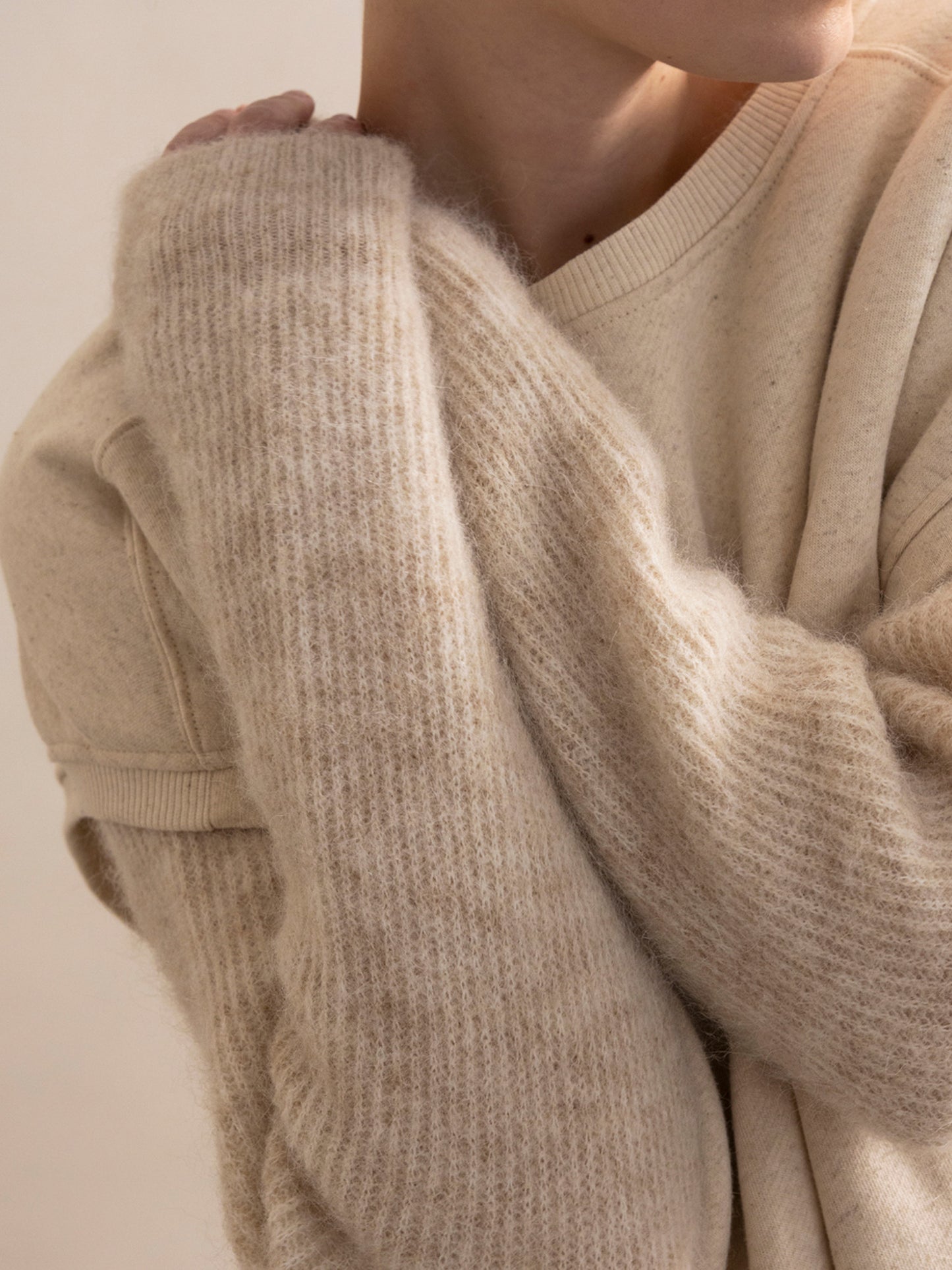 PHAE mouwloze sweater bio katoen / linnenmix dames - Naturel