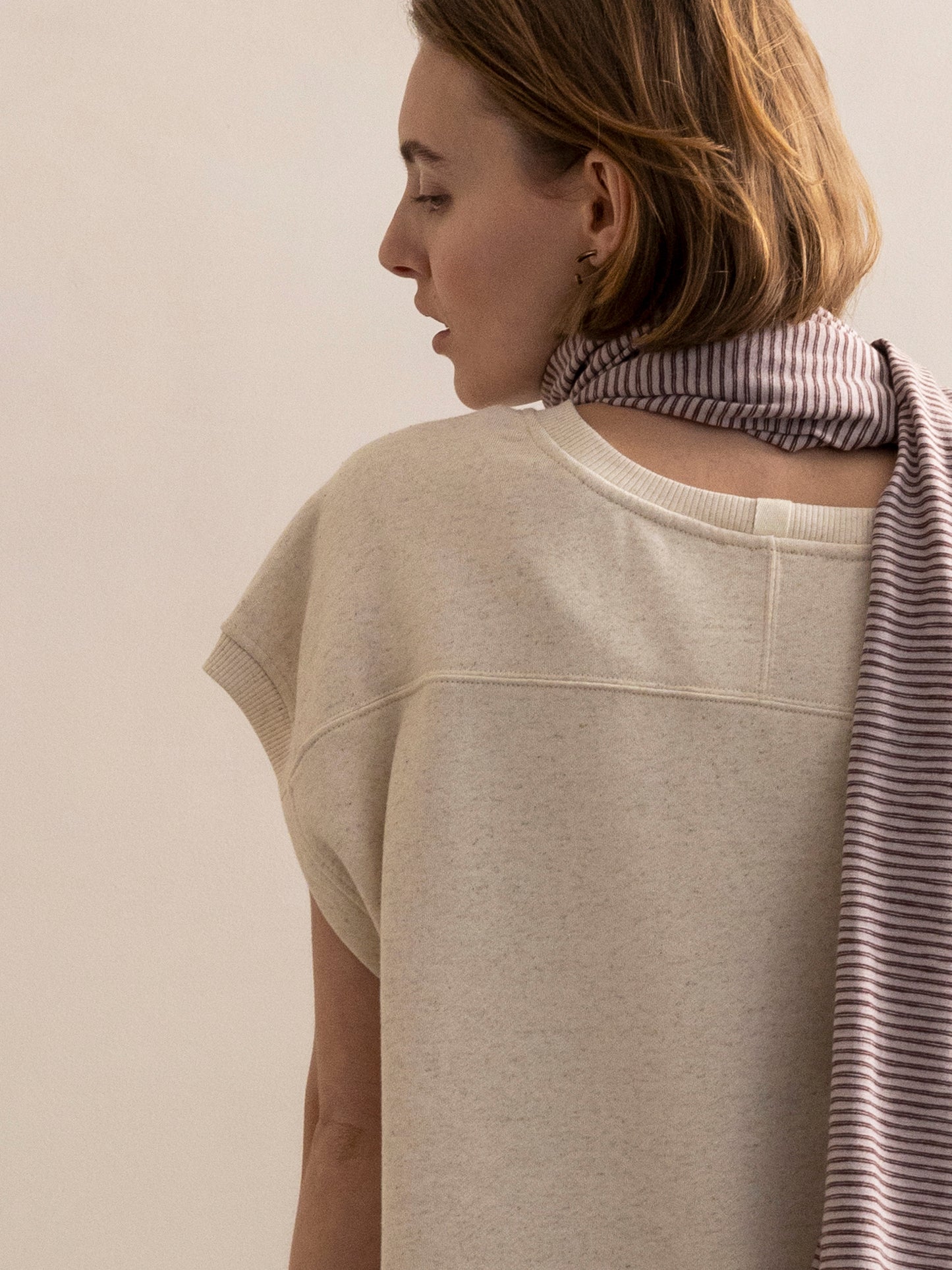 PHAE mouwloze sweater bio katoen / linnenmix dames - Naturel