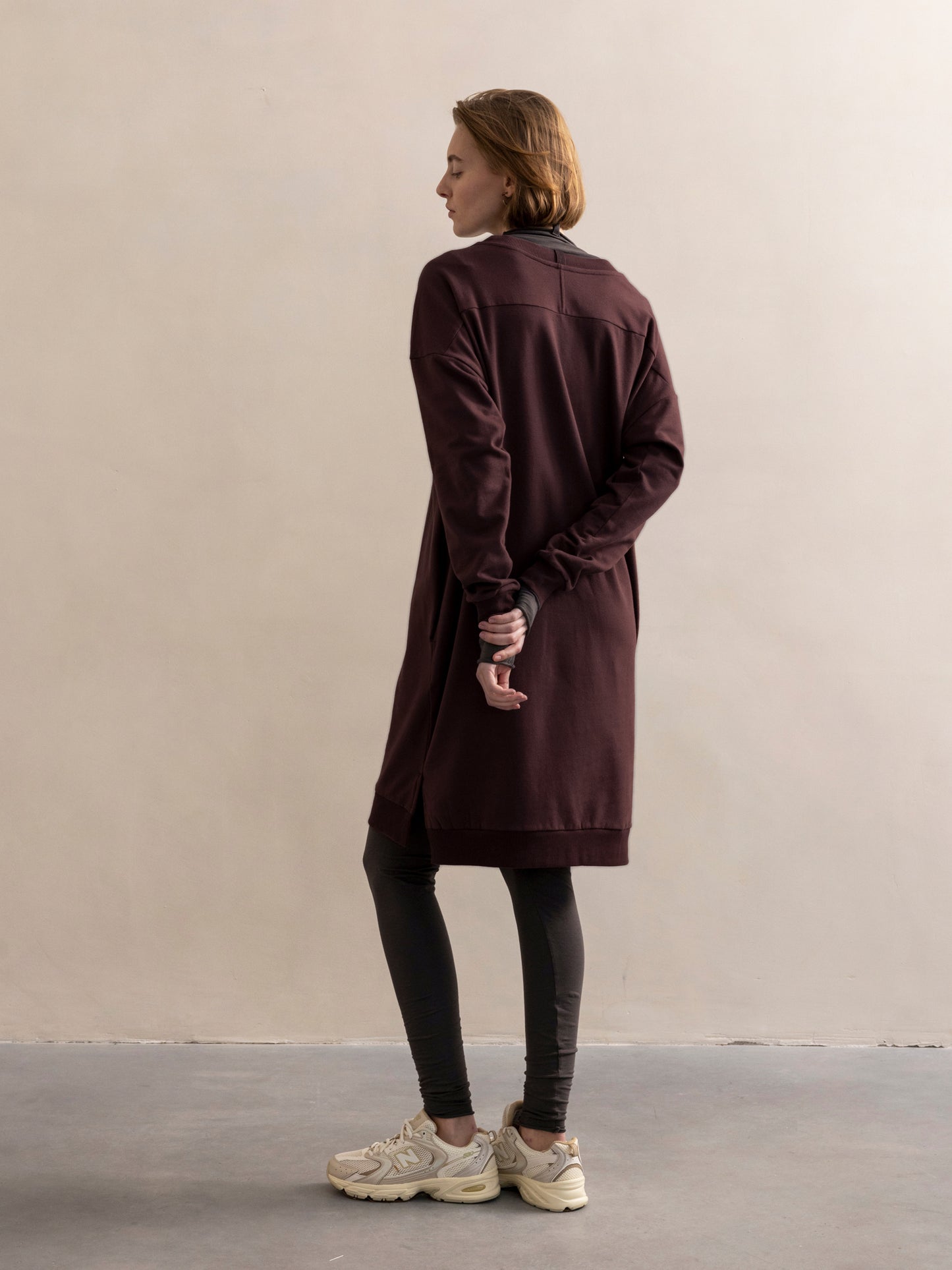 PHAE chunky sweaterdress bio katoen dames - Dark Umber