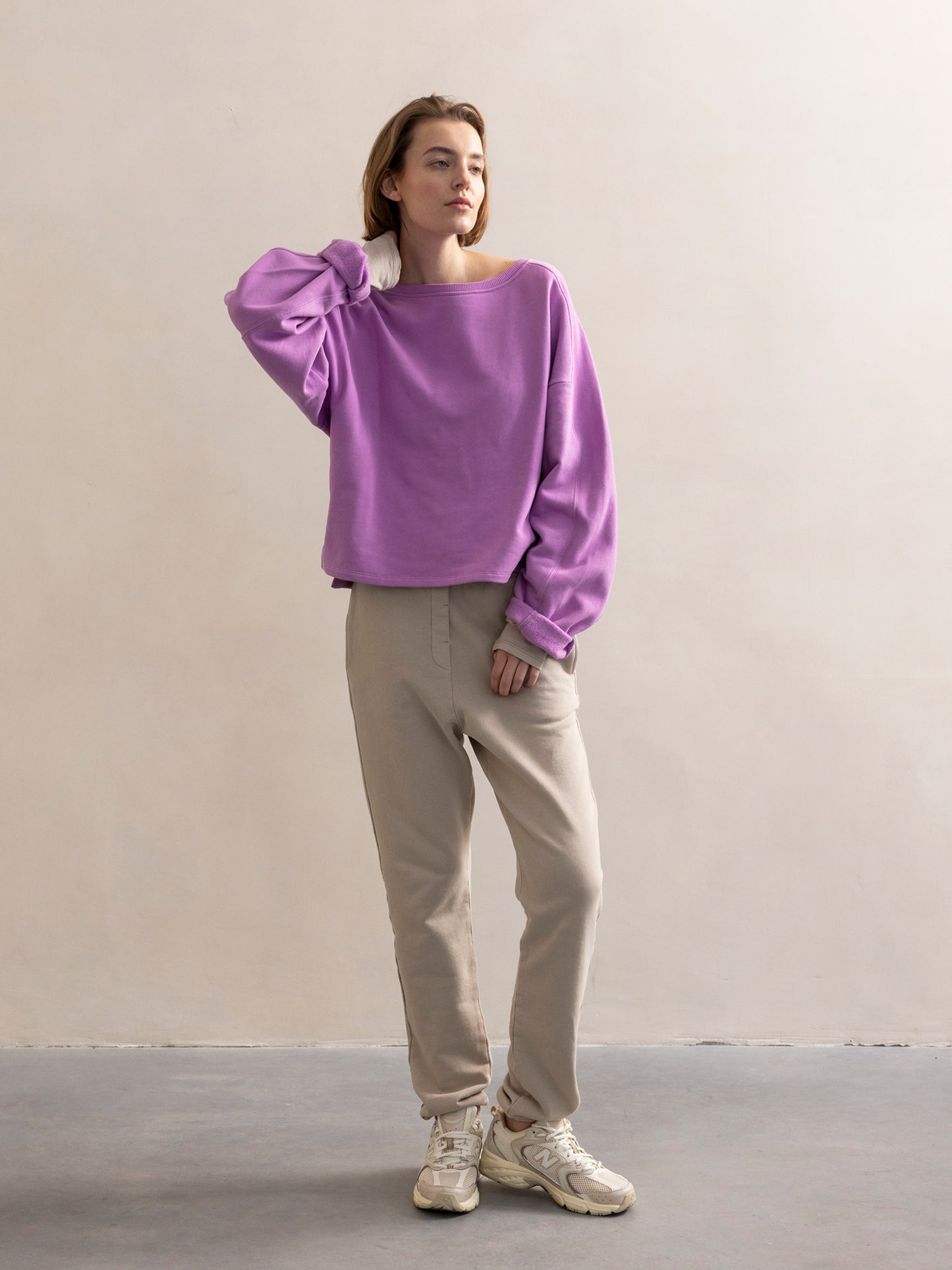 PHAE chunky sweater bio katoen dames - Bright Lilac
