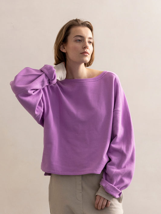 PHAE chunky sweater bio katoen dames - Bright Lilac