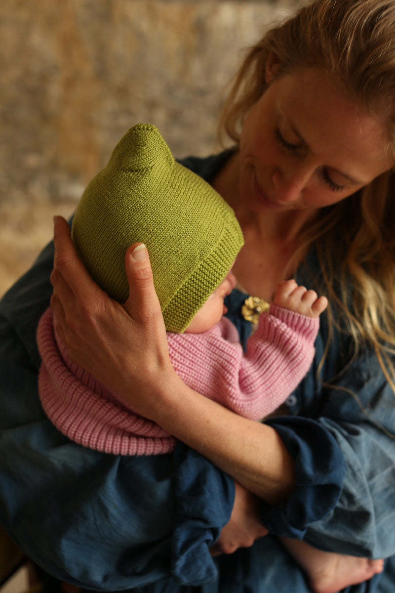 Hvid Pixie bonnet Isidor - Lime Pop