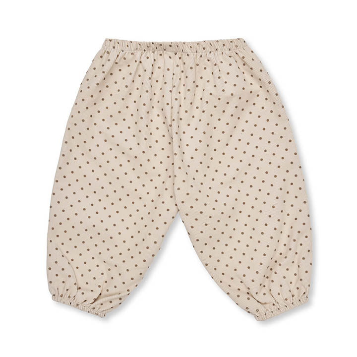 Lalaby katoenen baby broekje Pixie โ Brown dot