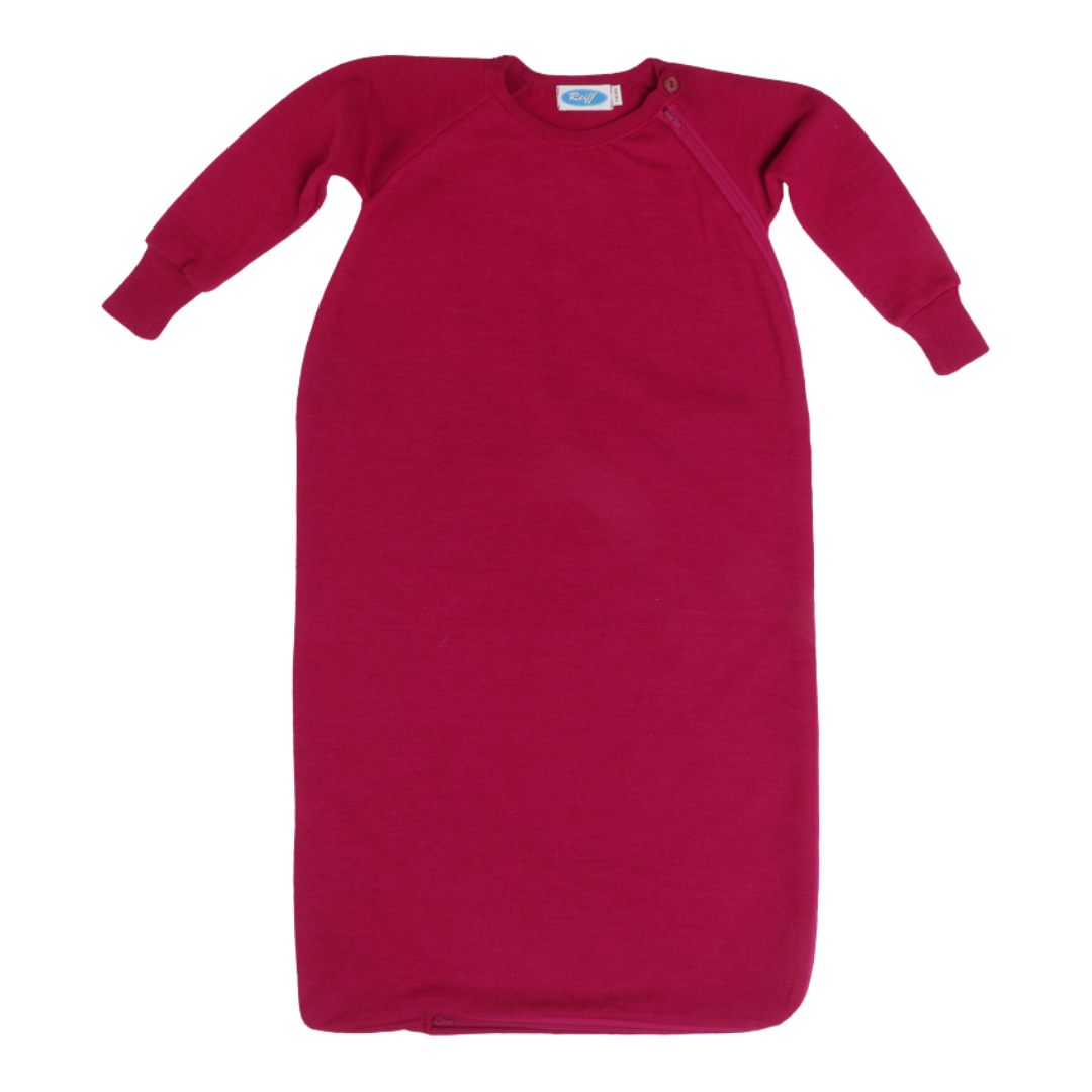 Reiff wool/silk sleeping bag with sleeves - Berry