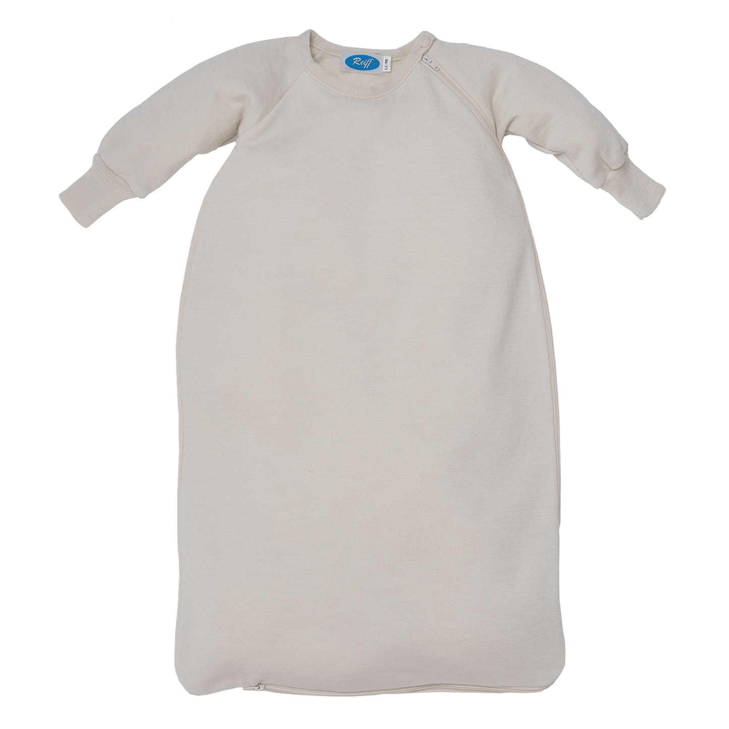 Reiff merino terry wol/zijde slaapzak met mouwen naturel - de Wevershoek