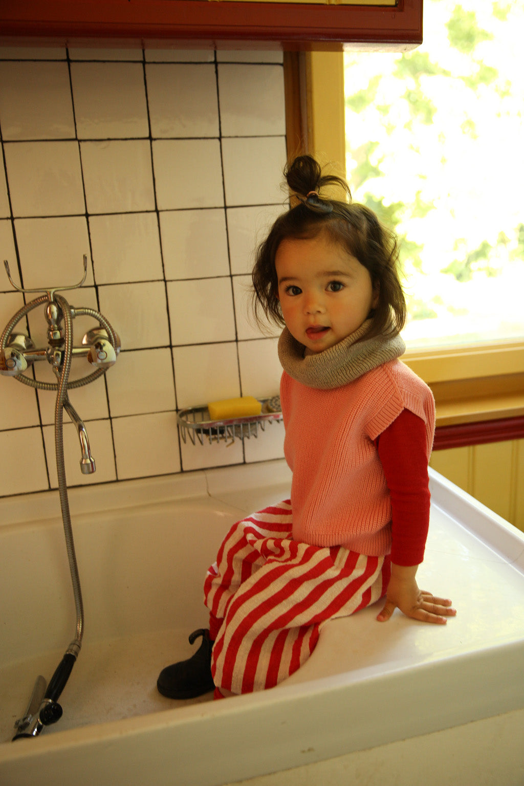 Hvid tube sjaal Gigi - Grey Melange