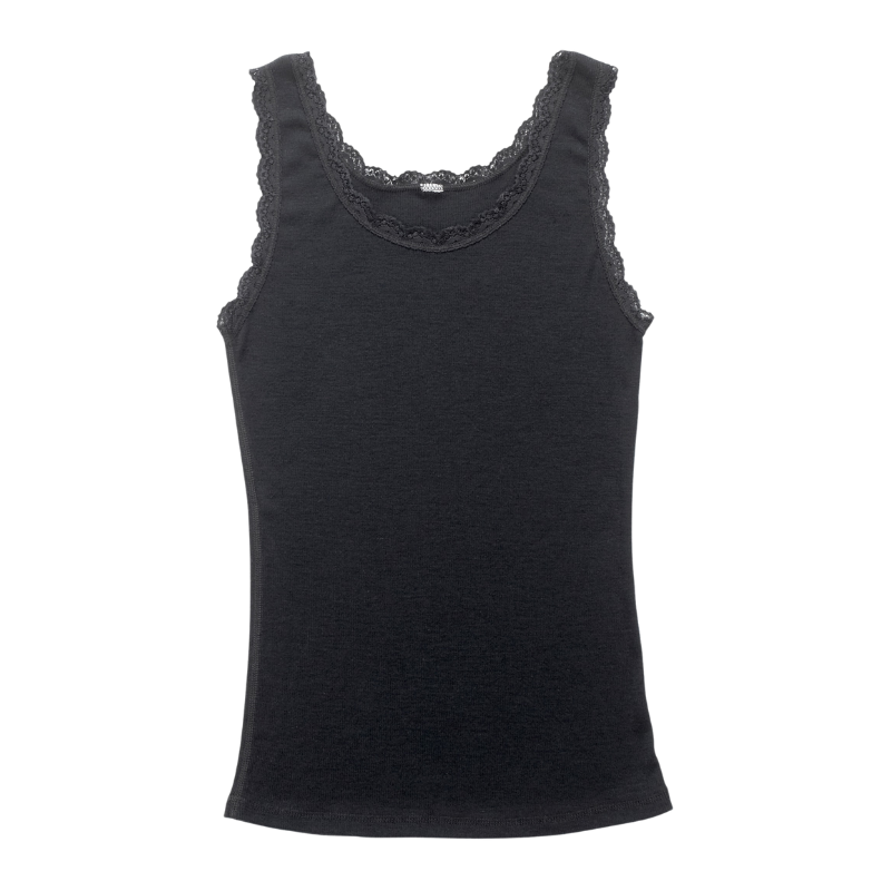 Joha wollen hemd kant - Black