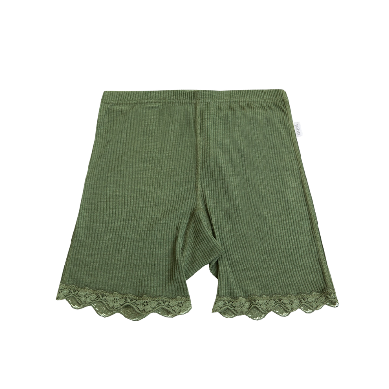 Joha wol/zijde shorts rib dames - Olivegreen