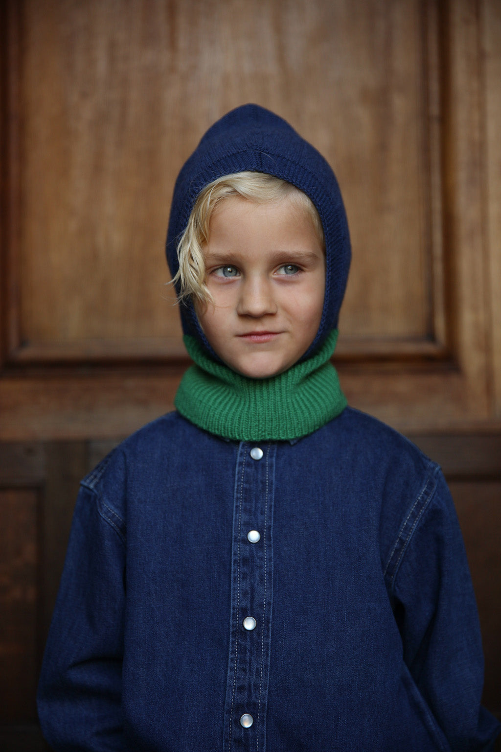 Hvid balaclava Eddy - Blue / Grass